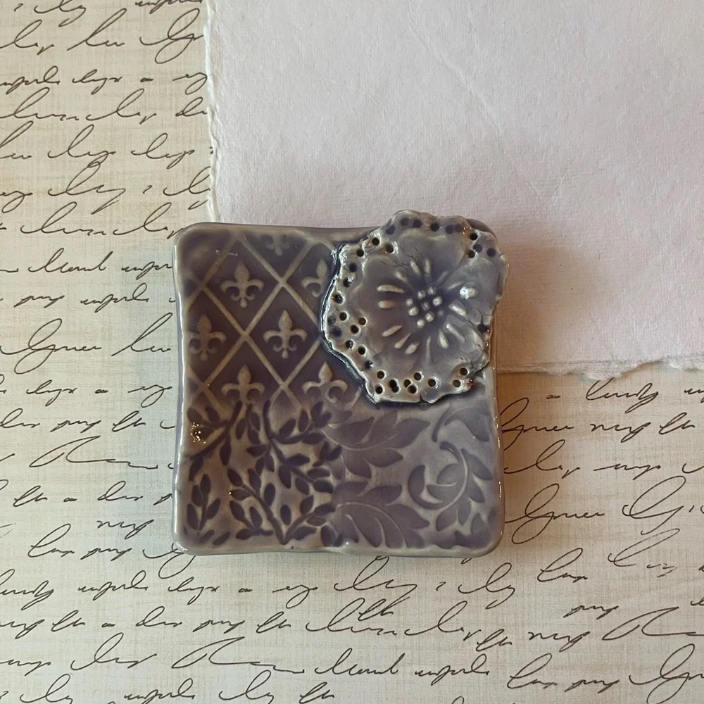 Fleur de Lis Decorative Ceramic Trinket Dish